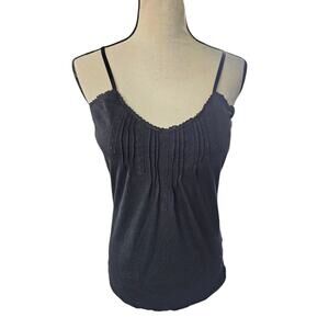 LEI Womens Pin Tuck Tank Top Size Large Black Capsule Y2K Fairy Grunge